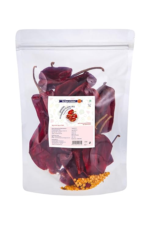 The House of Konkan Reshampatti Whole Red Chilli 75g - Pack of 2 | Strong Spicy Dried Chillies Rich Colour | Aroma Perfect for Indian Curry Tadka Cooking