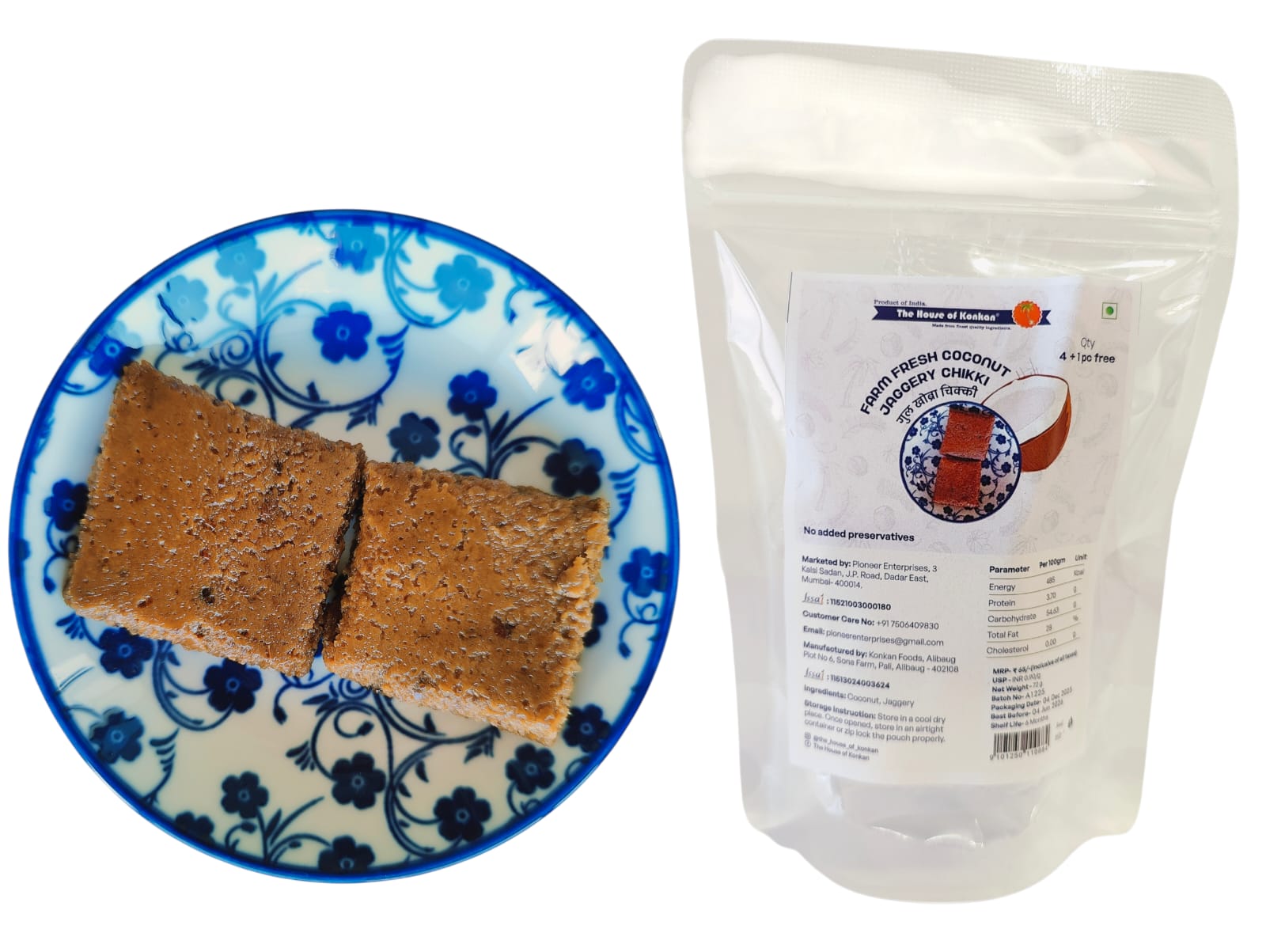 THOK Farm Fresh Jaggery Coconut Chikki (5pcs) - Pack of 2