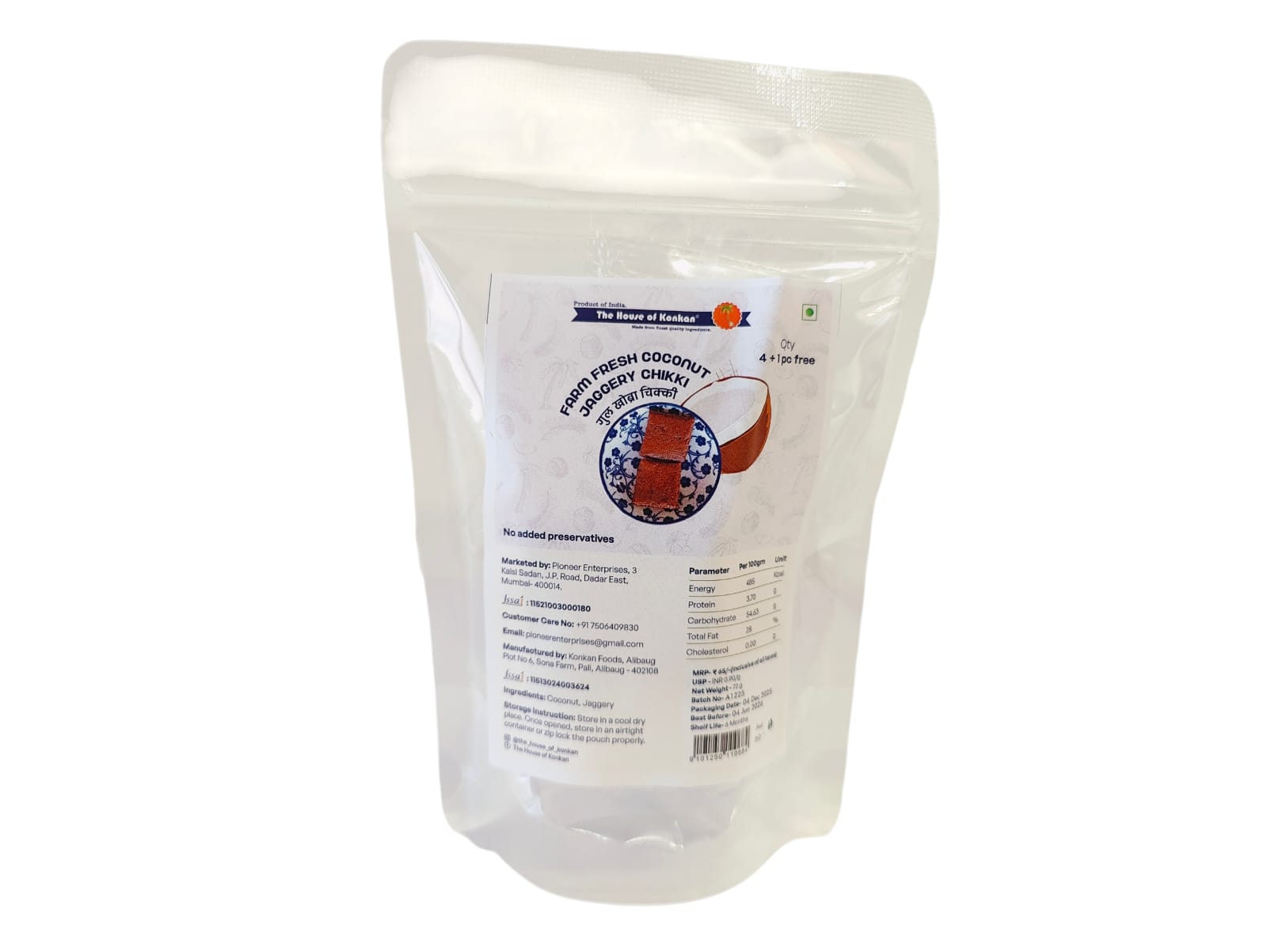 THOK Farm Fresh Jaggery Coconut Chikki (5pcs) - Pack of 2