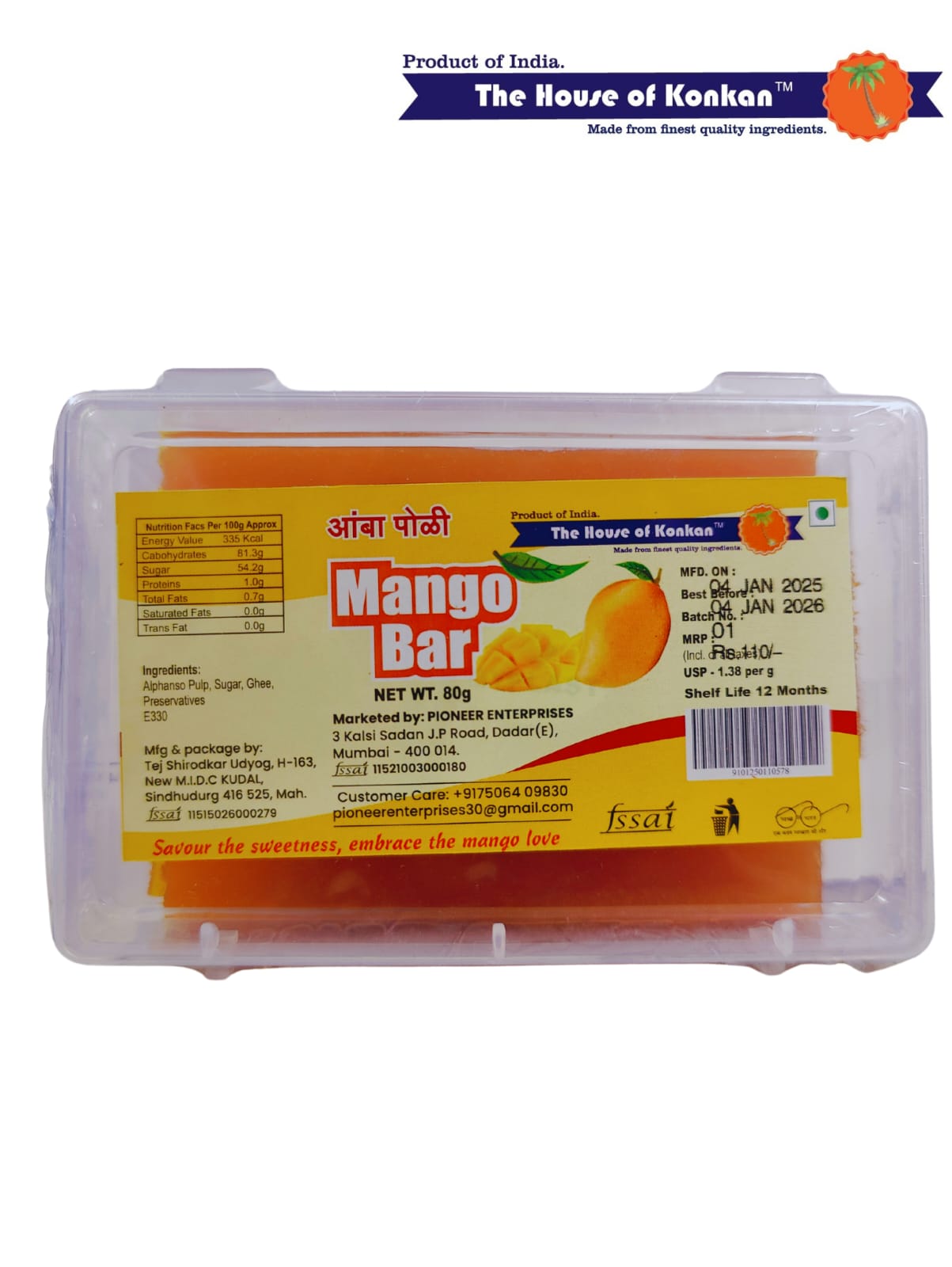 THOK Mango Bar (Amba Poli) 80g - Pack of 2