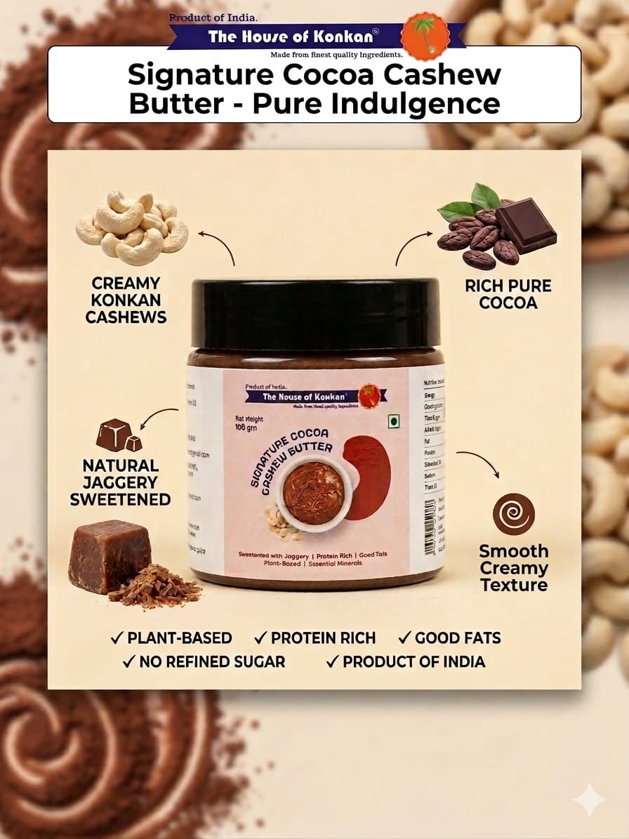 Signature Cocoa Cashew Butter 100g | Sweetened with Jaggery | Protein Rich | Good Fats | Creamy Texture | Plant-Based Healthy Spread & Dip | No Preservatives
