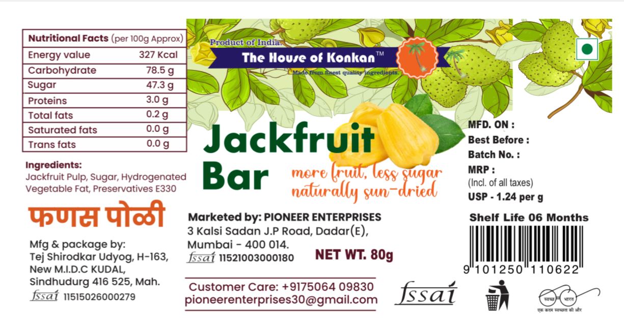 THOK Jackfruit Bar (Phanas Poli) 80g - Pack of 3