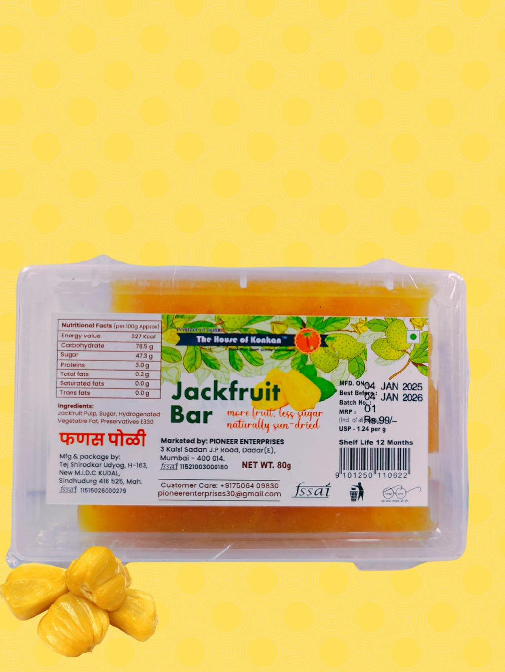 THOK Jackfruit Bar (Phanas Poli) 80g - Pack of 3