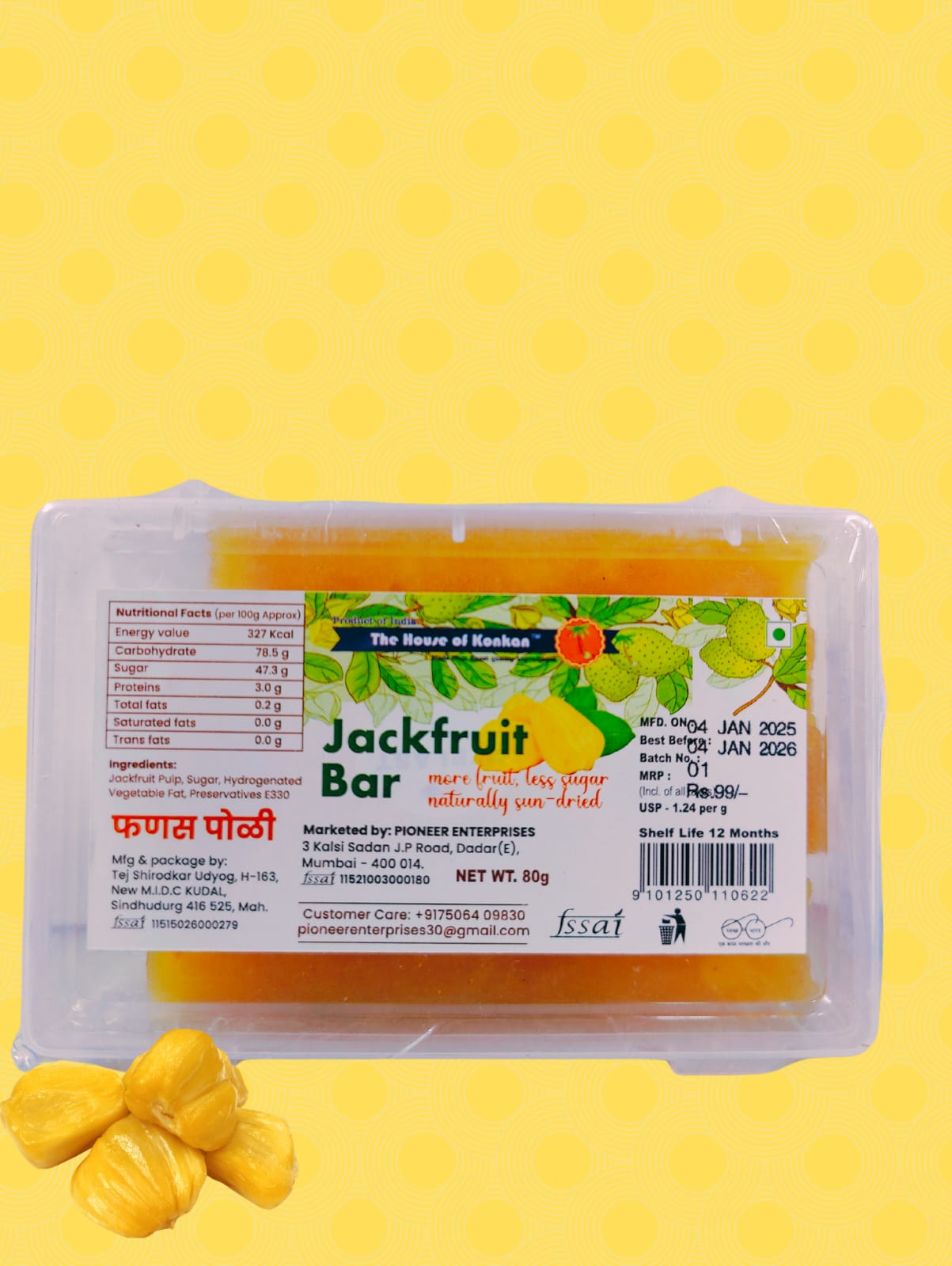 THOK Jackfruit Bar (Phanas Poli) 80g - Pack of 3